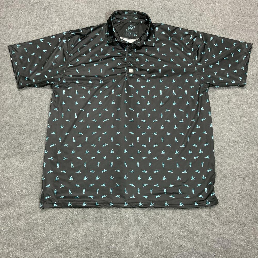 Greater Half Polo Shirt Mens XL Black Adult Graphic Positions Stretch Novelty